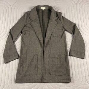 Madewell Womens Jacket Size XXS Plaid Long Blazer Open Front Career Overcoat